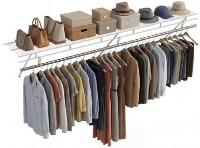 Costway Closet Shelves Wall Mounted with Hanging Rod for Laundry Room