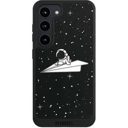 Nivocase Handyhülle für Samsung Galaxy S23 Hülle NIVOpure Case Schwarz Astronaut Comic Papier (Samsung Galaxy S23), Smartphone Hülle, Schwarz