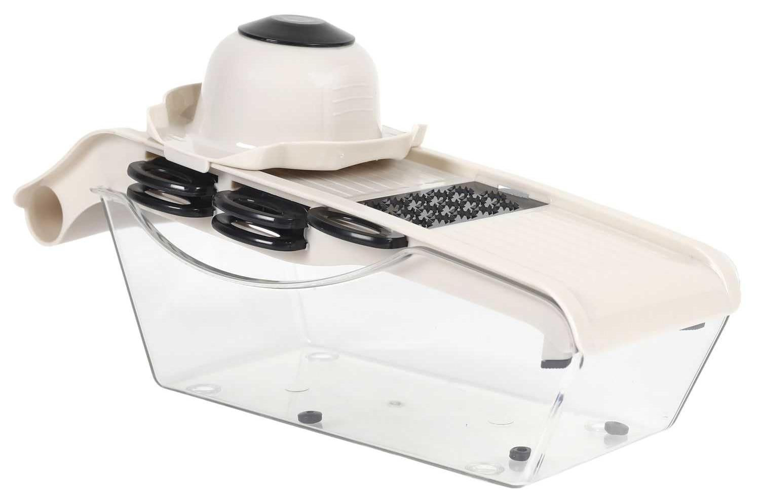 Dripio Keukenmandoline met opvangbak en 5 accessoires, beige