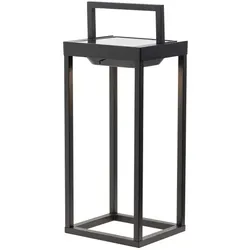 Zafferano - Home Solar 2 LED Laterne, 37,3cm - 2W Wand- und Tischleuchte mit Akku und Dämmerungssensor - Schwarz
