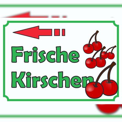 HB-Druck Verkaufsschild Schild Frische Kirschen zu verkaufen mit Pfeil nach links A3 (297x420mm)