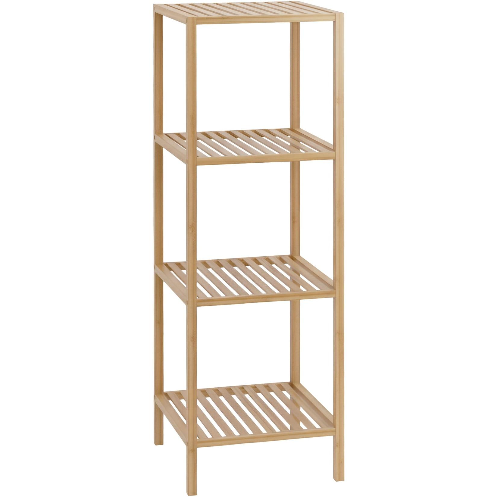 CLP Badregal stehend Bambus Zinnien, Holzregal Badezimmer schmal, Küchenregal stabil und belastbar, Tragfähigkeit 10 kg pro Regalboden