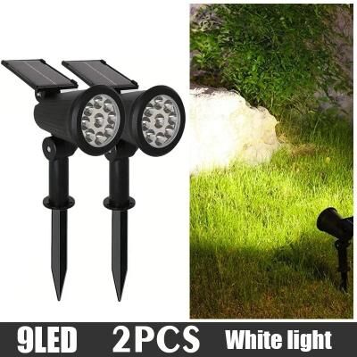 Uplifted Finds 9 LED Solar Outdoor Spotlights   IP65 Waterproof Adjustable Landscape Lighting white Light 2 Pcs