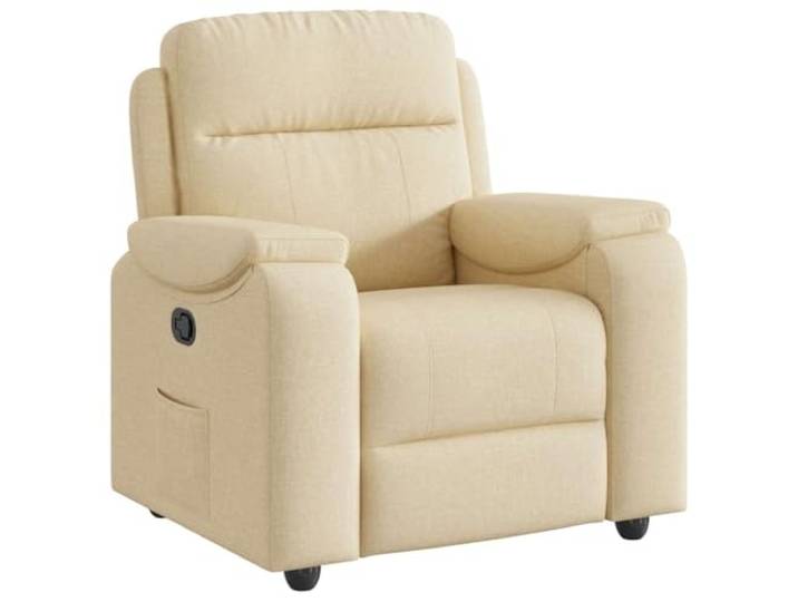 Fisinber Relaxsessel mit Liegefunktion, Ruhesessel Stoff Creme Verstellbarer Fernsehsessel für das Wohnzimmer mit Fußstütze, bequemer Polsterung und Seitentasche.