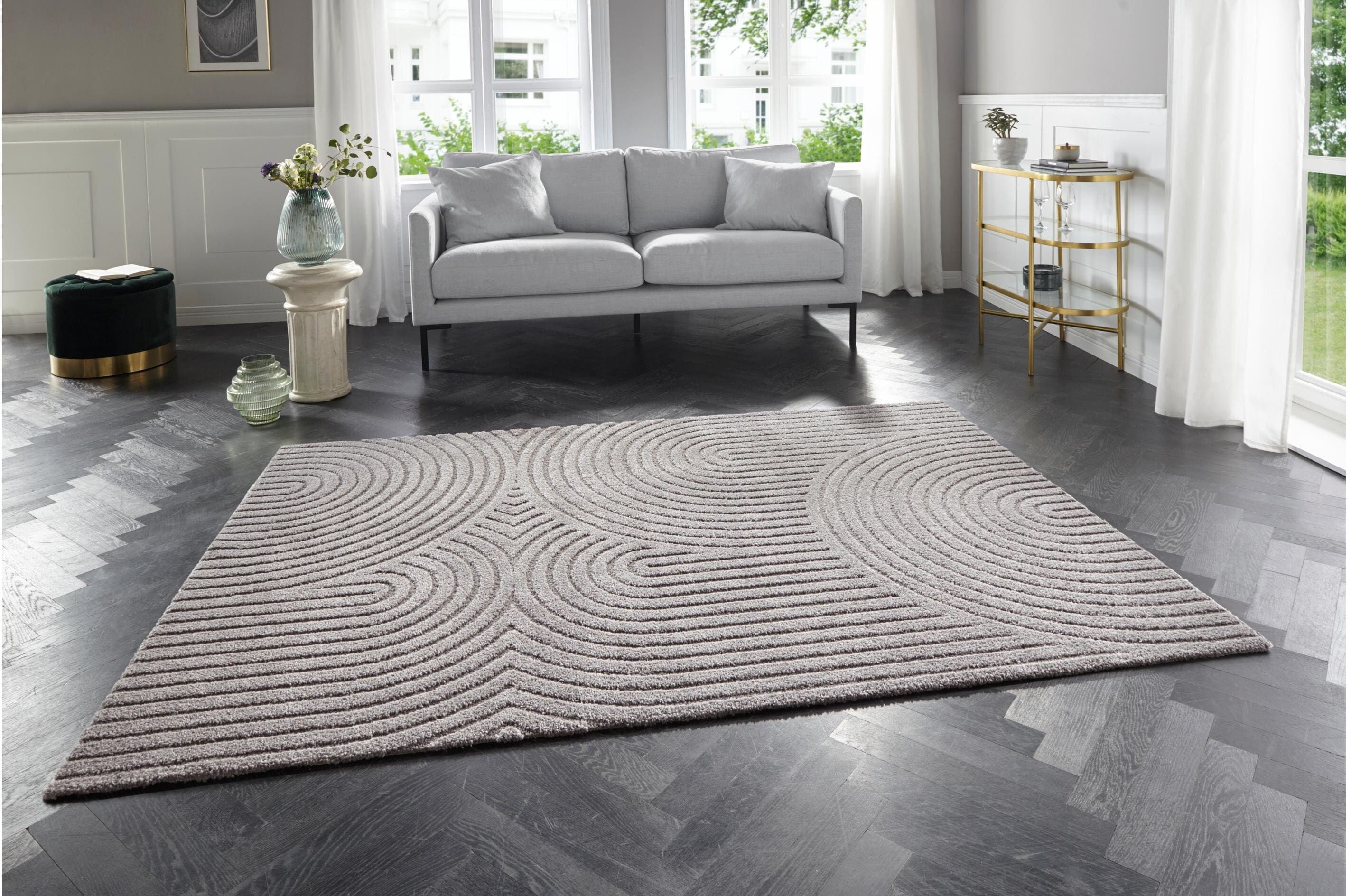 Teppich ELLE DECORATION "Panglao 120 cm x 170 cm", grau, 1 Stk., Teppiche, Teppich grau 1 Stk.