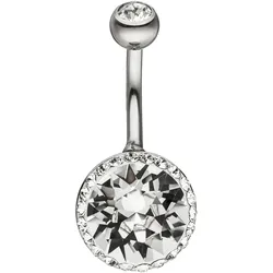 Bauchnabelpiercing JOBO, silber (edelstahlfarben), Piercings, Damen, Edelstahl, Edelstahl mit Kristallsteinen