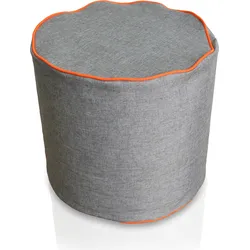 KINZLER Hocker rund, Leinenoptik mit Neon-Piping, Terra