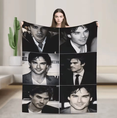 Inspire Curations Damon Salvatore Vampire Diaries Fleece Throw Blanket 3 102x127cm
