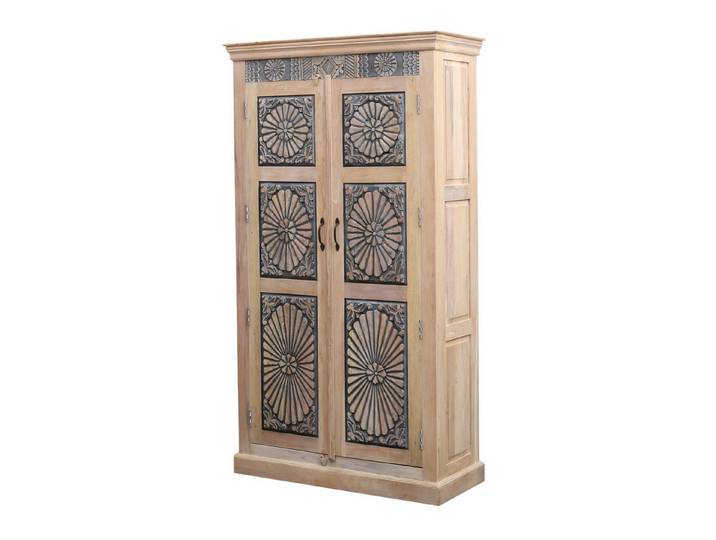 Marrakesch Orient & Mediterran Interior Highboard Schrank Abilene im Orient-Stil aus Teakholz gefertigt, in Natur 183 cm (1 St), Handarbeit