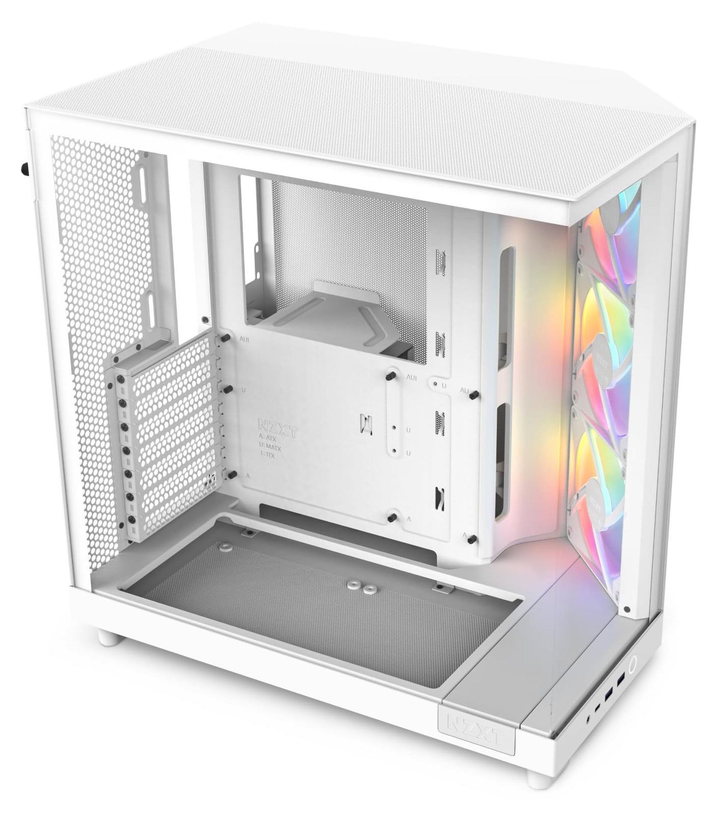 NZXT H6 Flow RGB Compacte ATX pc-behuizing met dubbele compartimenten - Wit