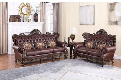 Cosmos Furniture Britney Rich Cherry 2-Piece Living Room Set