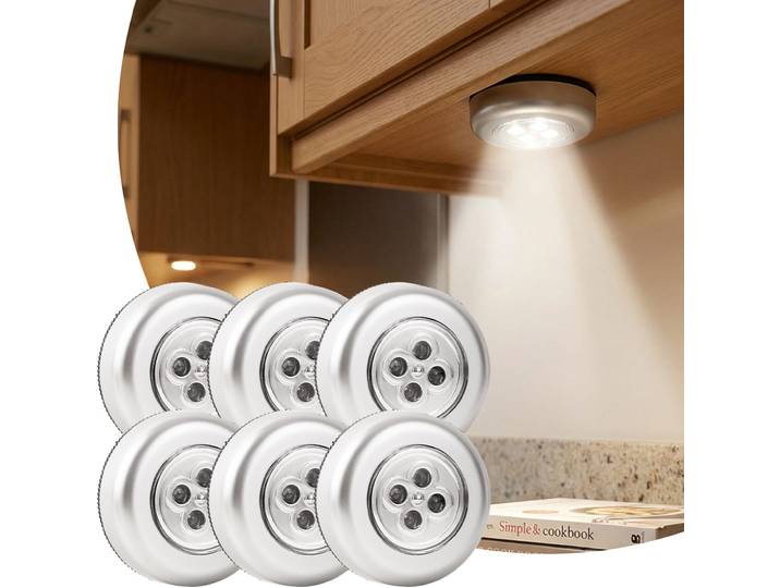 6er-Set LED-Unterbauleuchten, Touch-Control, batteriebetrieben
