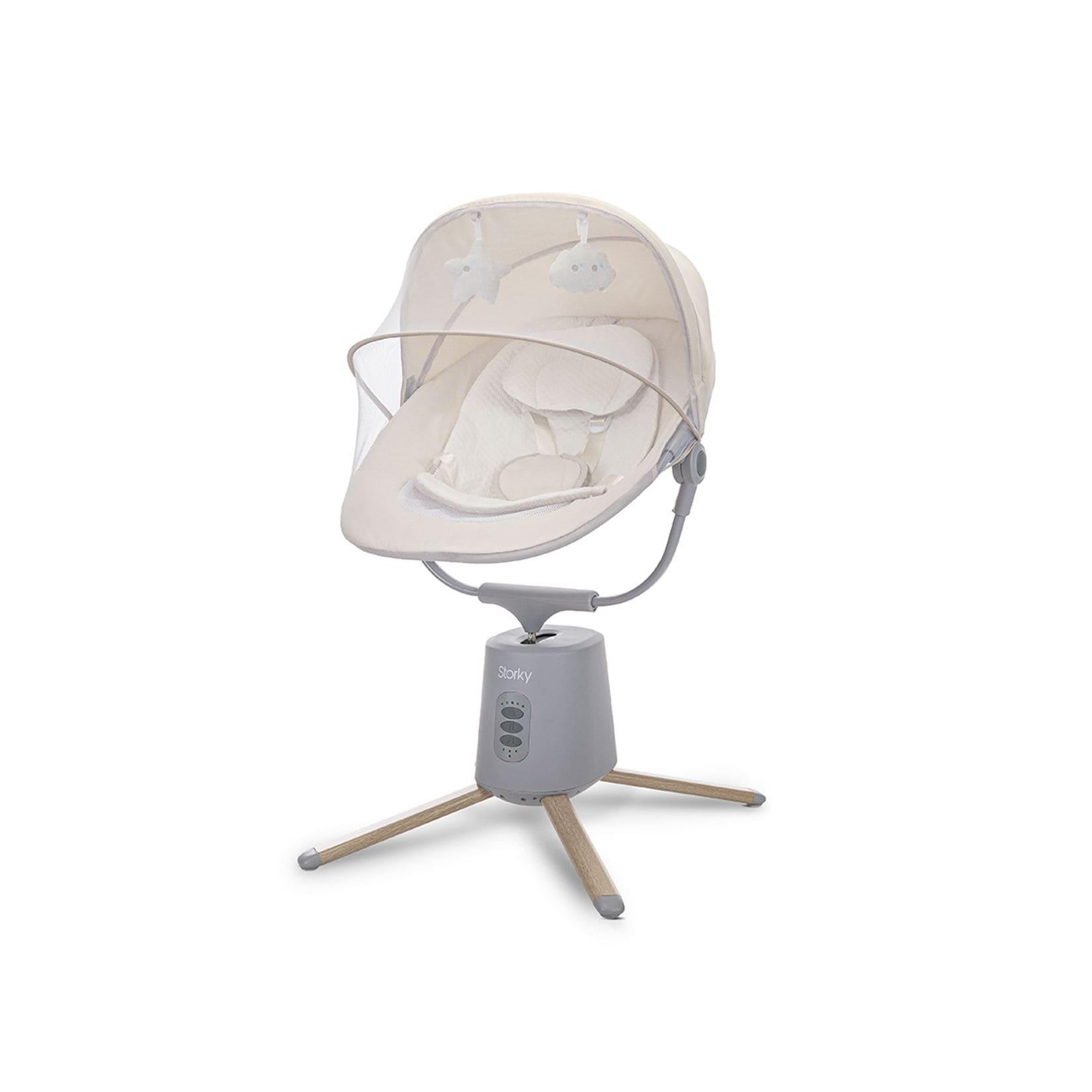 Lorelli Babywippe Storky Musik Bluetooth Fernbedienung Plüschtiere Timer Gurt beige