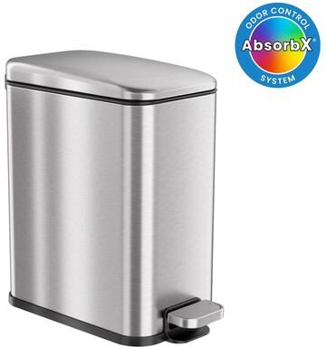 iTouchless 1.3 Gallon / 5 Liter SoftStep Slim Stainless Steel Bathroom Trash Can with Odor Filter