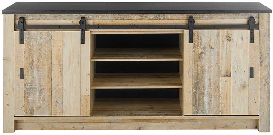 Pharao24.de Küchenschrank mit Scheunentor im Landhausstil 93 cm hoch