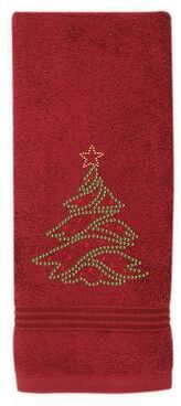Sparkles Home Rhinestone Christmas Tree Hand Towel - Red