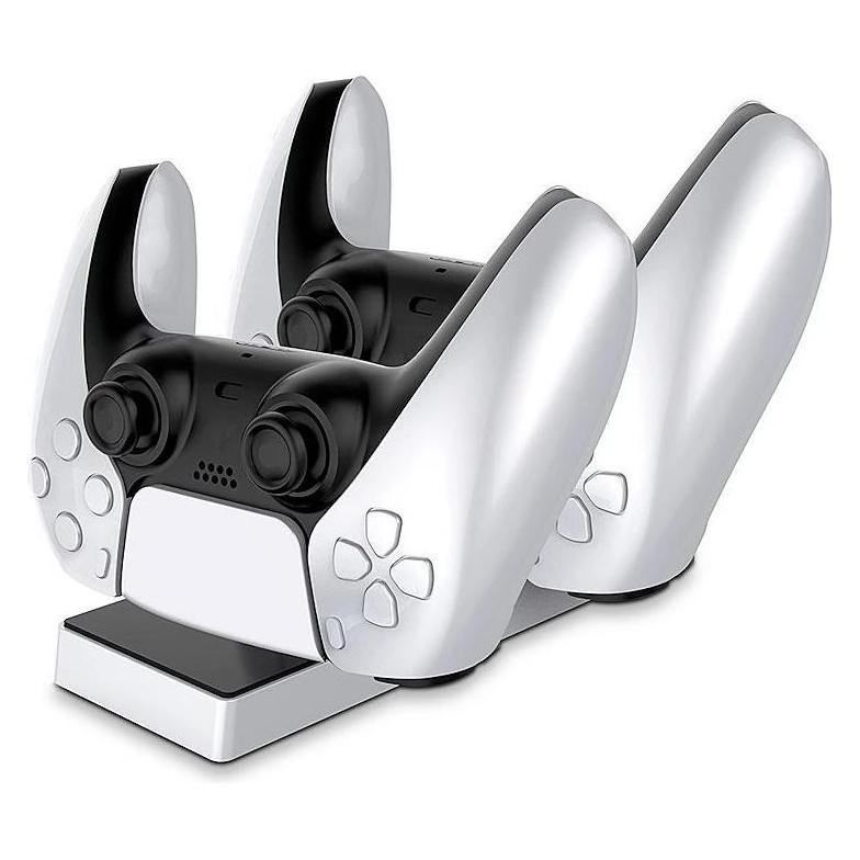 C+P PS5 DualSense Dual Slot Charger Dock Stand for Play Station 5 Controllers with USB-C (IWPS5-BK)