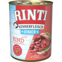 RINTI Kennerfleisch Junior 800g Dose Hundenassfutter Sparpaket 24 x 800 Gramm Rind