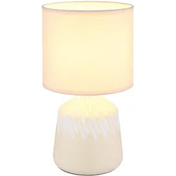 Tischleuchte Keramik curryfarben Nachttischlampe Textil Beistellleuchte Schlafzimmer, E14 Fassung, DxH 17,5x31,5 cm