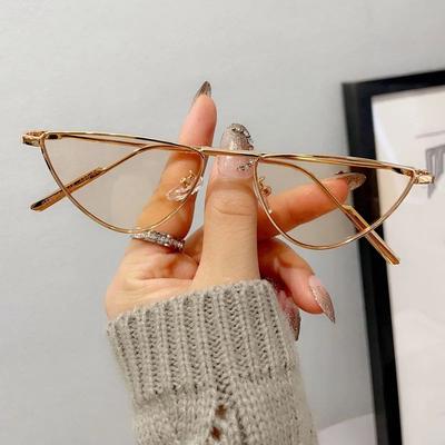 Uplift Treasures Women Small Cat Eye Metal UV400 Fashion Sunglasses gold lightbrown