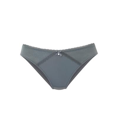 Slip NUANCE BY LASCANA, Damen, Gr. 52/54, grau (graphit), Spitze, Obermaterial: 82% Polyamid, 18% Elasthan, Unterhosen Slip, mit feiner Zierschleife