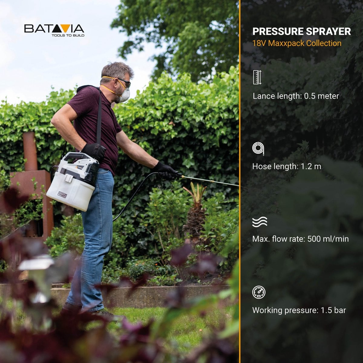 Batavia 18V Accu Drukspuit 7,5 l inclusief 4,0Ah accu en snellader