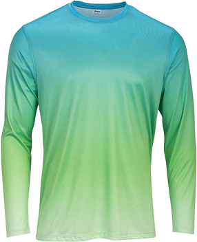 Paragon SM0225 Barbados Performance Pin Dot Long Sleeve T-Shirt in Aqua Blue/Light Lime size XL   Microfiber polyester 225