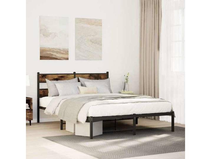 &Mode Lit 2 Personnes - BEWI - Structure de lit Adulte/enfant - en métal sans matelas - chêne fumé 140x190cm 241212