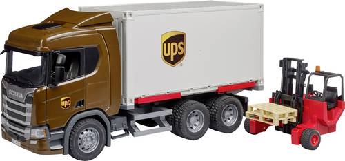 Bruder Scania Super 560R UPS Logistik-LKW mit Mitnahmestapler Fertigmodell LKW Modell