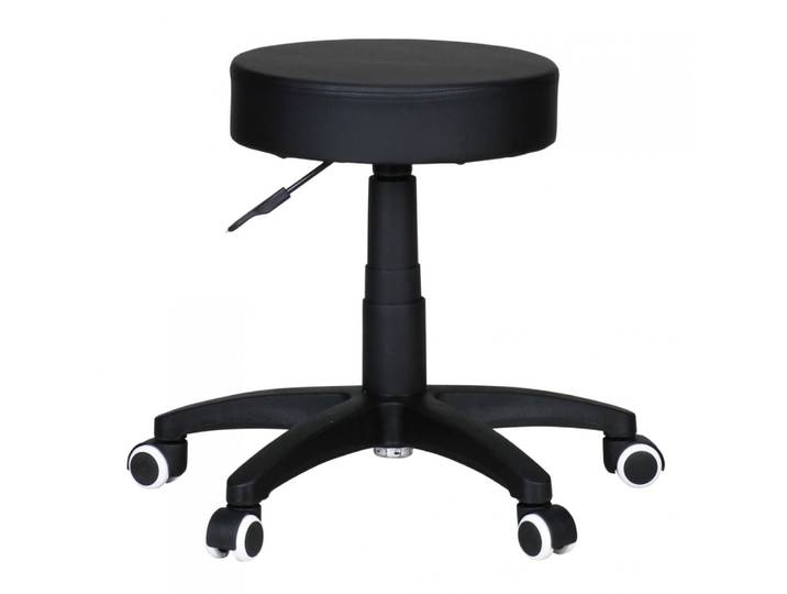 Tabouret de travail réglable en hauteur en similicuir, noir
