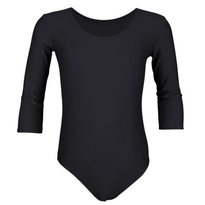Turnanzug AQUARTI "Body Mädchen Ballett Trikot 3/4 Arm", Kinder, Gr. 122, schwarz, Obermaterial: 80% Polyamid PA. 20% Elasthan EL., Sportanzüge