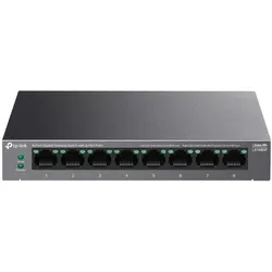 TP-Link (LS108GP) 8-Port Gigabit Desktop LiteWave Switch with 8-Port PoE, Metal Casing (8 Ports), Netzwerk Switch, Schwarz
