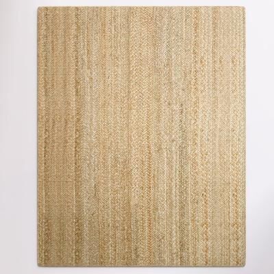 Maxax Jute Hand Braided Zigzag Stitch Natural Fibers Farmhouse Style Area Rug