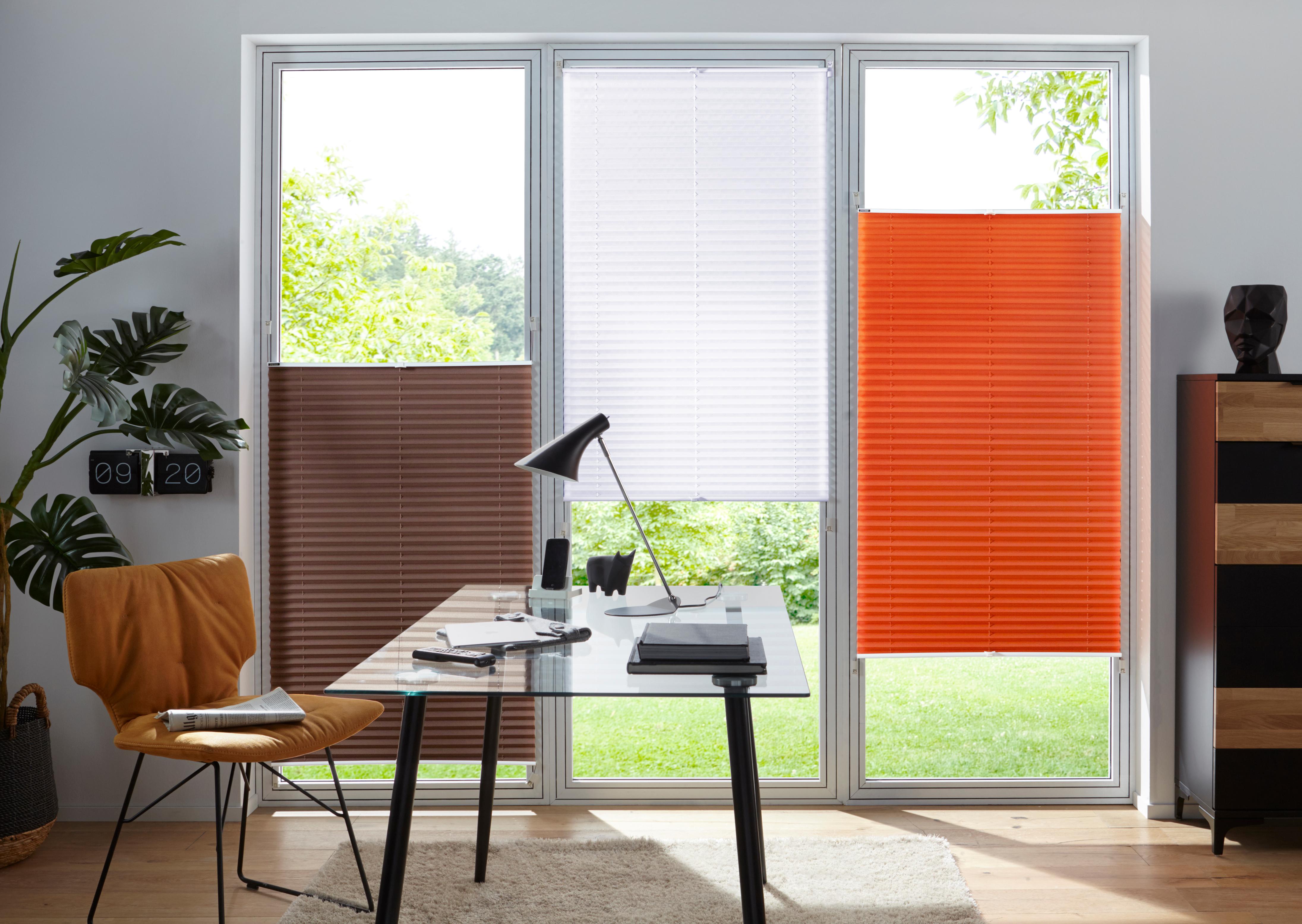 Plissee BRUNO BANANI "Lagos, ohne Bohren, Lichtschutz, verspannt" Gr. 9, weiß, B:120cm H:130cm, Obermaterial: 100% Polyester, Plissees, Fixmaß, Bestseller mit über 500 4,5-Sterne-Bewertungen, Klemmträger