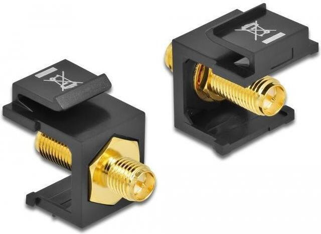 Delock Keystone module RP-SMA vrouwelijk naar RP-SMA vrouwelijk, zwart, schuin