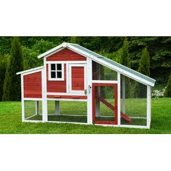 MyAnimal Hühnerstall für 4 Hühner MH-32 mit Eiablage, Hühnerhaus schutzimprägniert, Dach abnehmbar (Rot/Weiß 2.0)