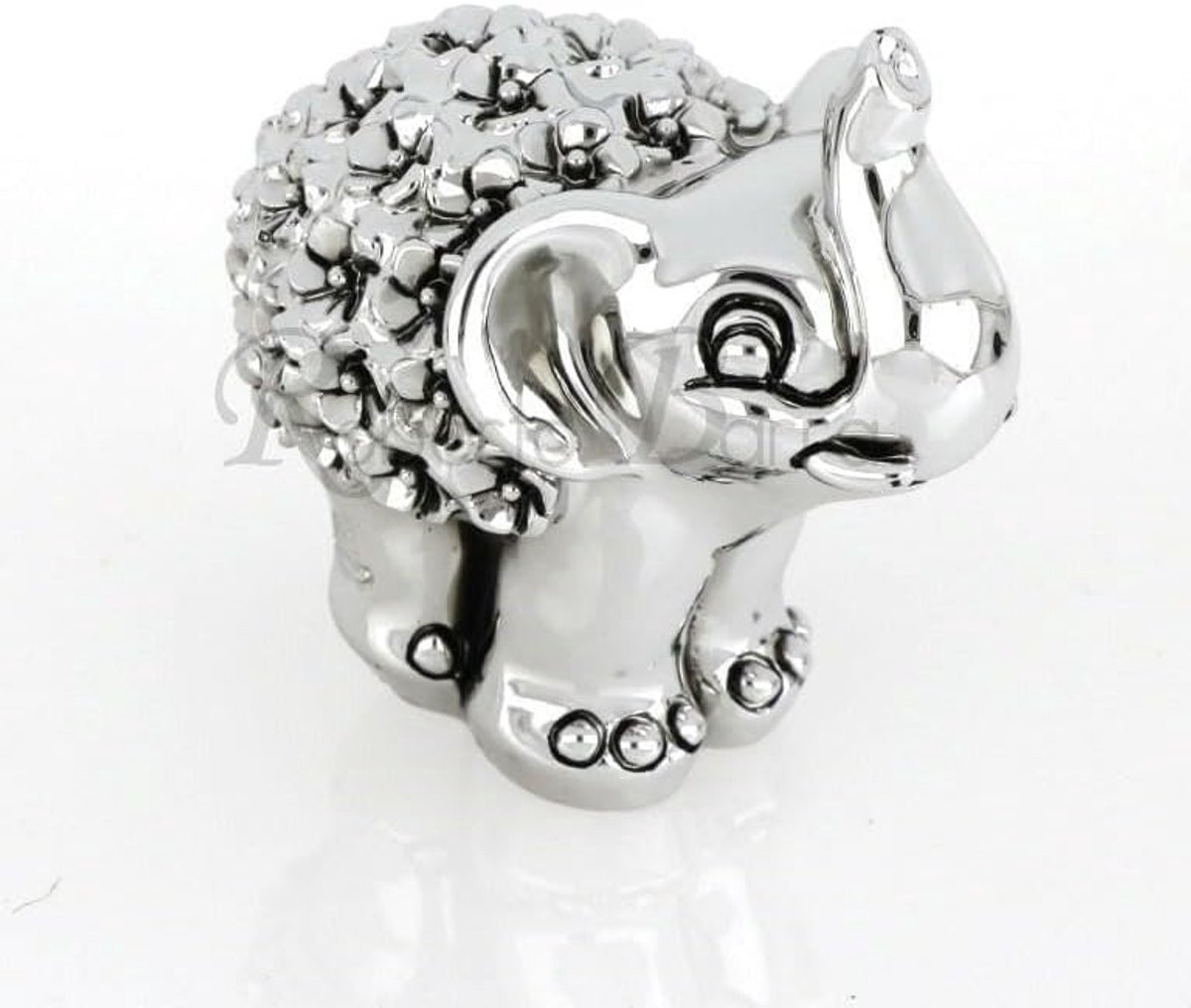 Decoratiefiguur Olifant - Zilverkleurig Hars Beeldje - 8 cm