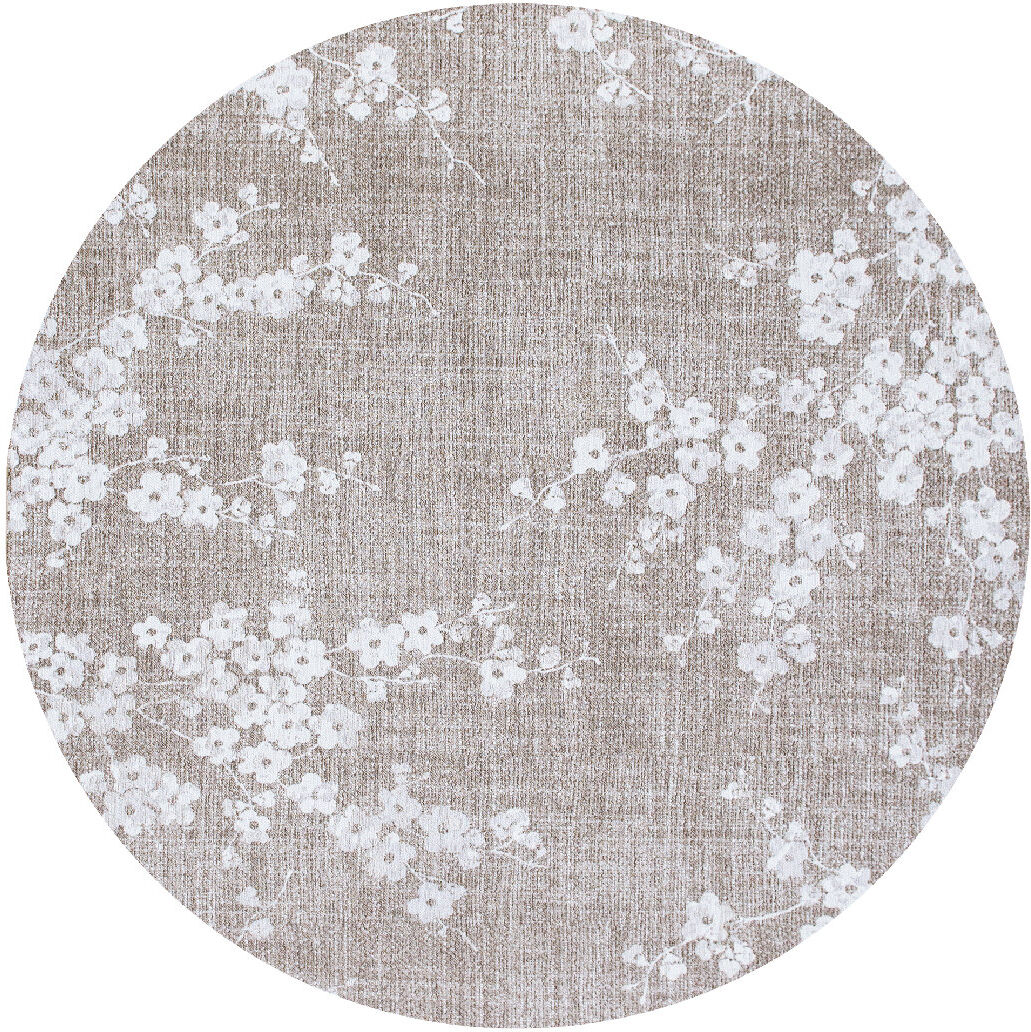 Louis de Poortere Sakura Sakura Morning Mist Recycled P.E.T Area Rug White;Gray Round 140cm