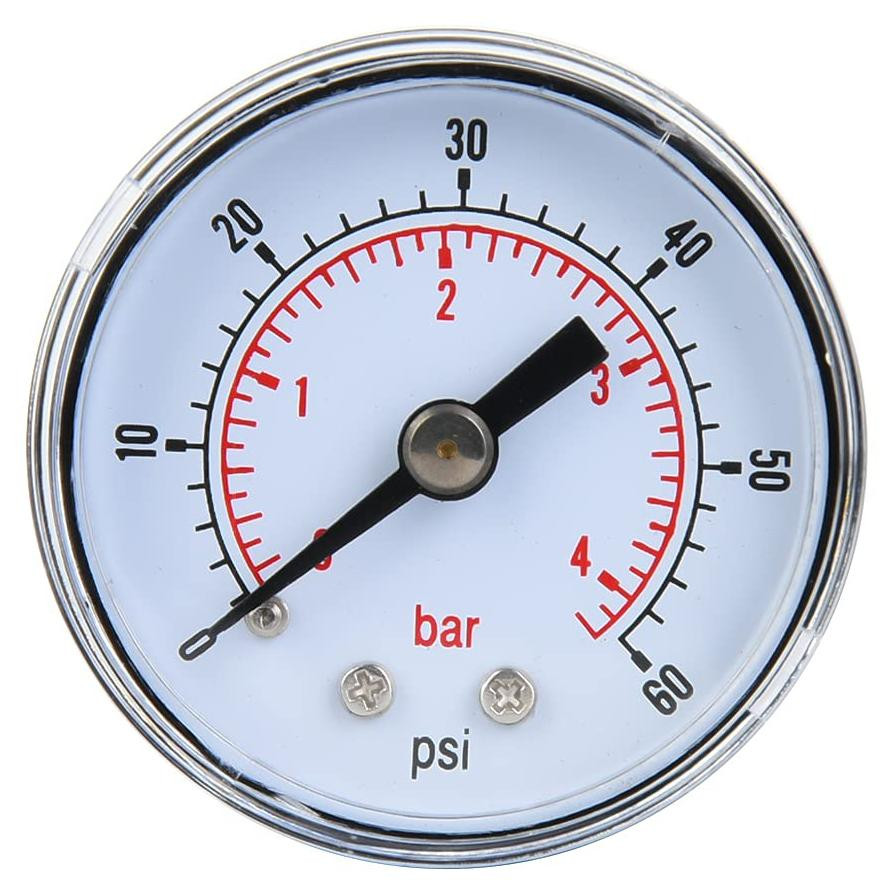 Dripio Axiale manometer 1/8" BSPT 0-60 psi 0-4 bar met metalen behuizing