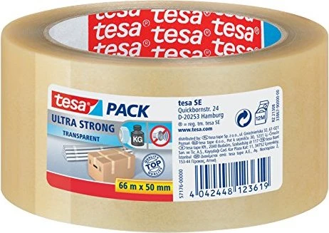 tesa pack Verpackungsklebeband ultra strong, 50 mm x 66 m transparent