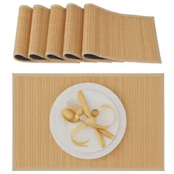 Relaxdays Tischset 6er Set Bambus Hellbraun