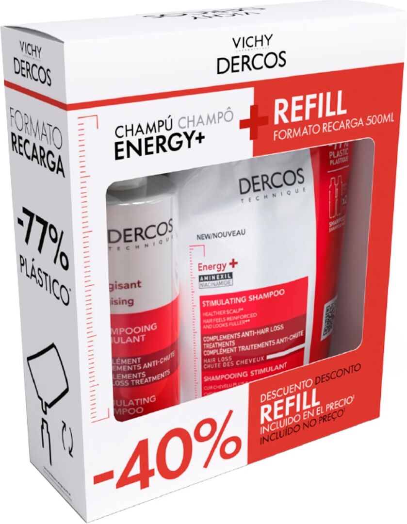 Vichy Pack Duplo Champú Dercos Energy con Refill .