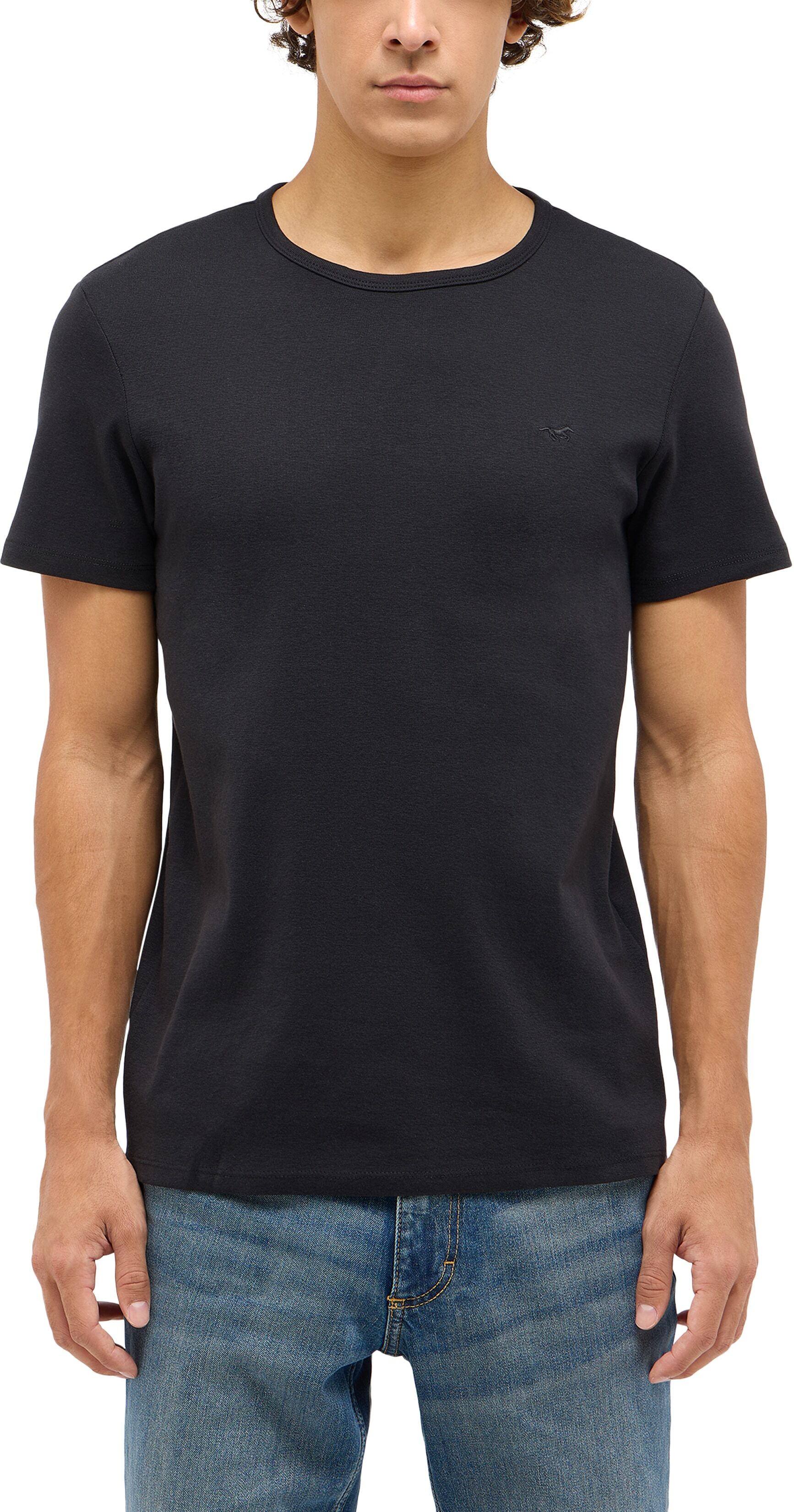 T-Shirt MUSTANG "MU-Allen", Herren, Gr. L, schwarz, Jersey, Obermaterial: 100% Baumwolle, slim fit normal, Rundhals, Shirts T-Shirt, Slim fit schwarz L