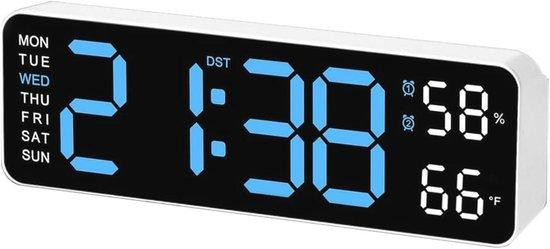 Digitale Wandklok met Groot LED Display - Multifunctionele Klok met Temperatuur, Vochtigheid en Dubbel Alarm