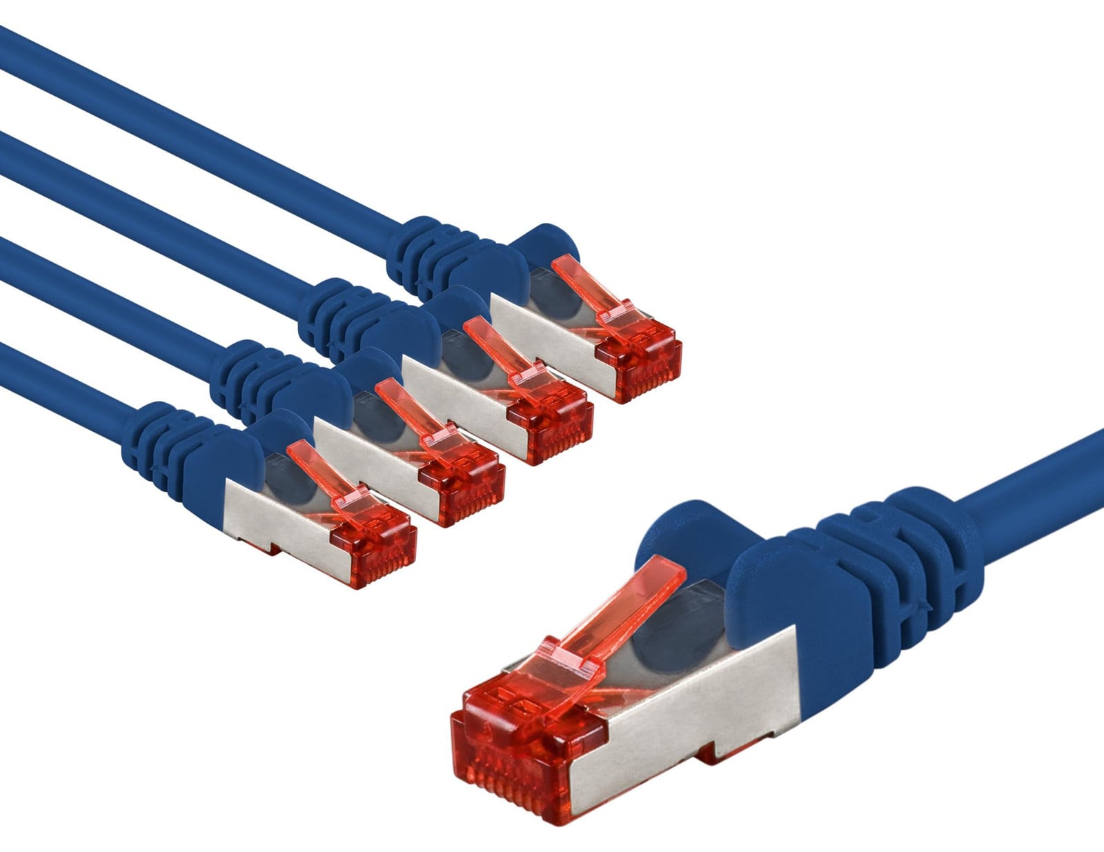 Goobay 65967 CAT6 netwerkkabel set van 5 stuks, afgeschermde S/FTP/CU Ethernet patchkabel