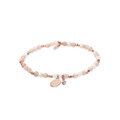 Armband FOSSIL "Schmuck Geschenk Metall Armkette MOTIFS", rosa (roségoldfarben, rosa, rosa, weiß), Armbänder, Damen, 16,5cm, Metall, Armband, mit Glasstein, Mondstein