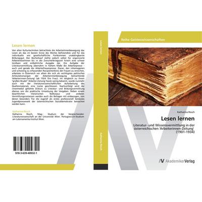 Lesen lernen, Taschenbuch von Katharina Resch, AV Akademikerverlag, 978-3-639-40932-1