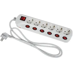 HEITRONIC Tischsteckdose, IP20, 6-fach, weiß HEI-45191