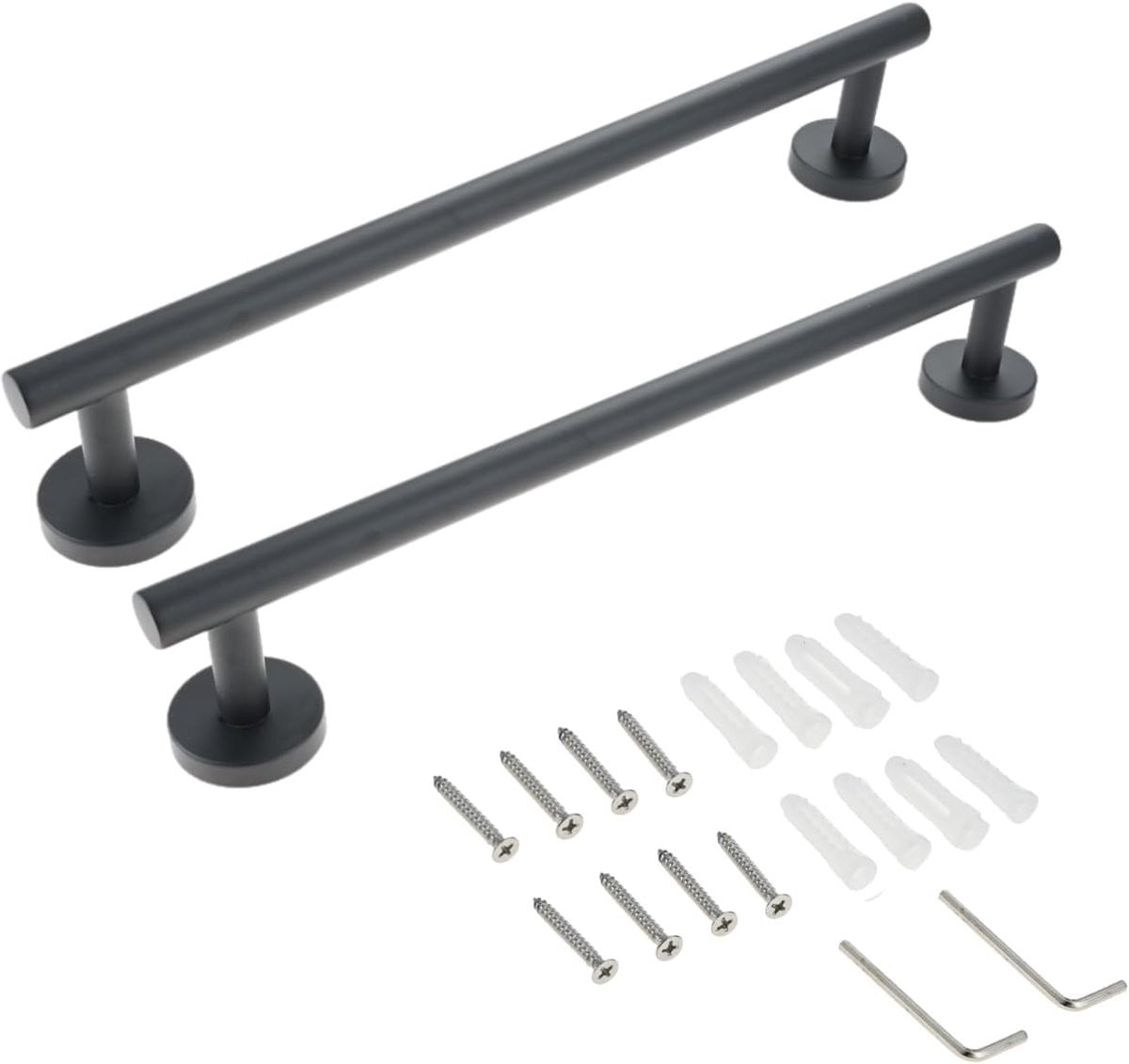Set van 2 zwarte handdoekstangen van roestvrij staal voor badkamer en keuken, Breedte: 40 cm