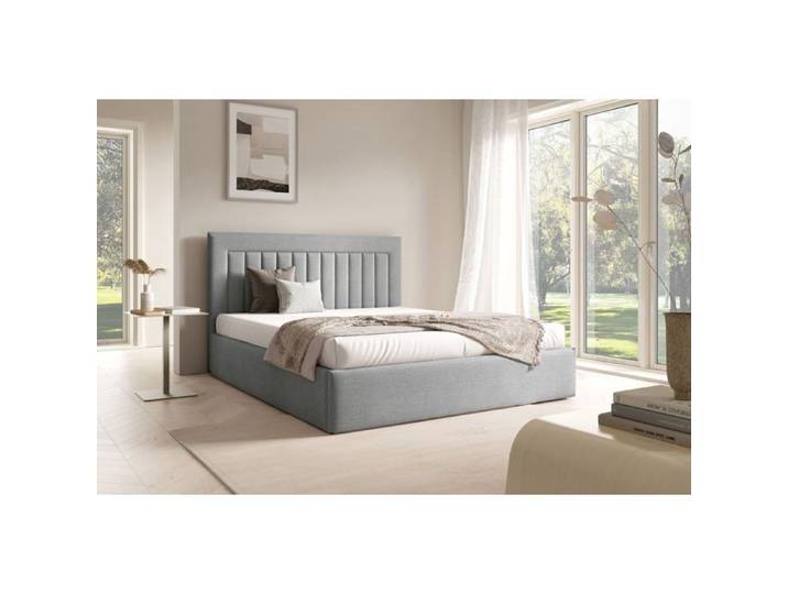 Lit avec coffre – AVERIN – 160x200 cm – gris clair